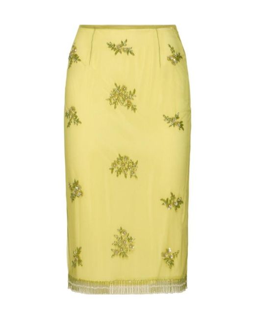Blumarine Yellow Fringed Skirt