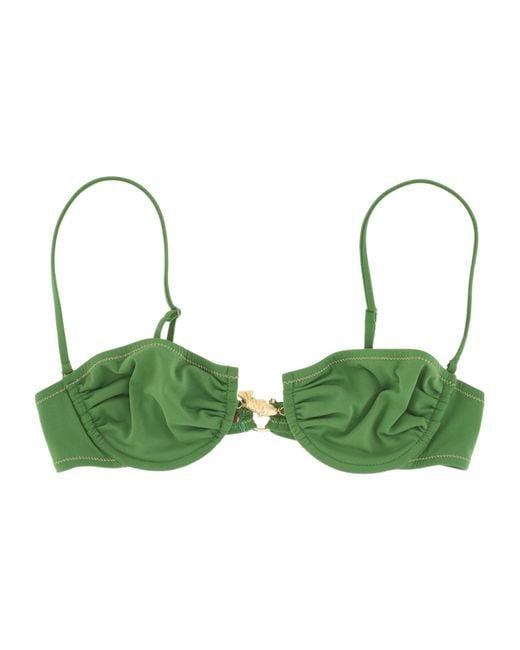 Reina Olga Green Spaghetti Strap Bikini Top