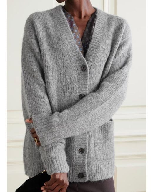 Dries Van Noten Gray Long-Sleeved Knitted Cardigan