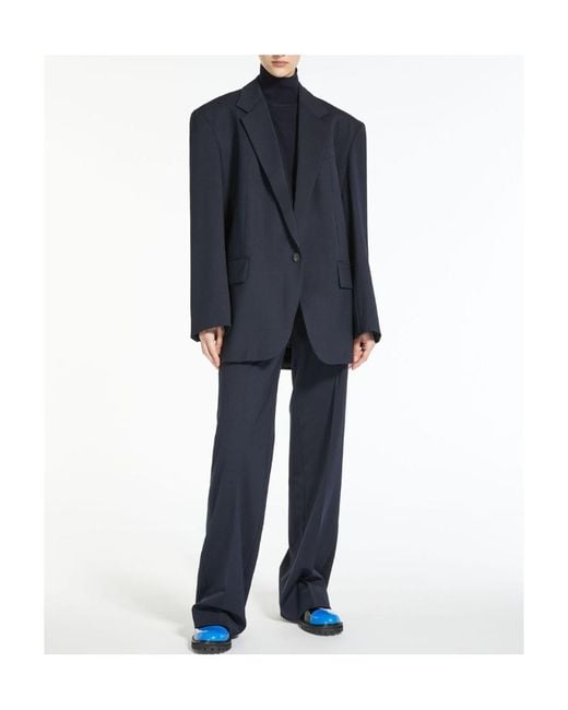 Weekend by Maxmara Blue Wool-Blended Trousers