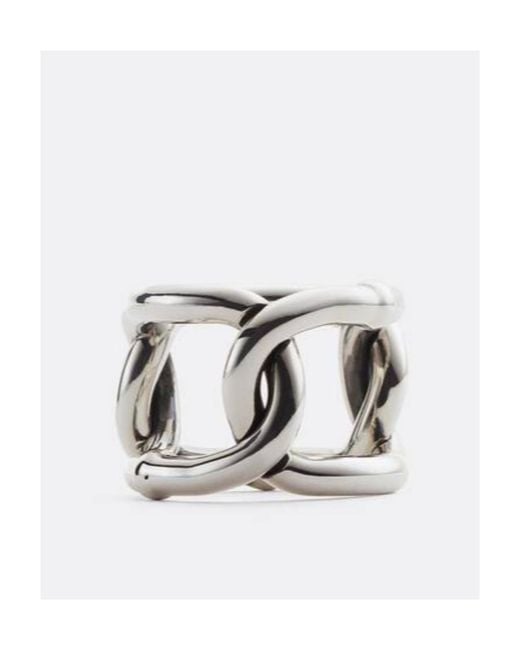 Bottega Veneta White Logo Chain Ring