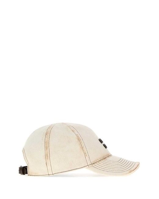 Miu Miu White Logo-Patch Distressed Baseball Cap