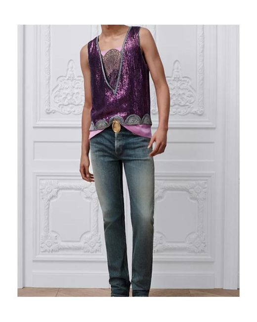 Dior Purple Sleeveless Top With Sequins for men