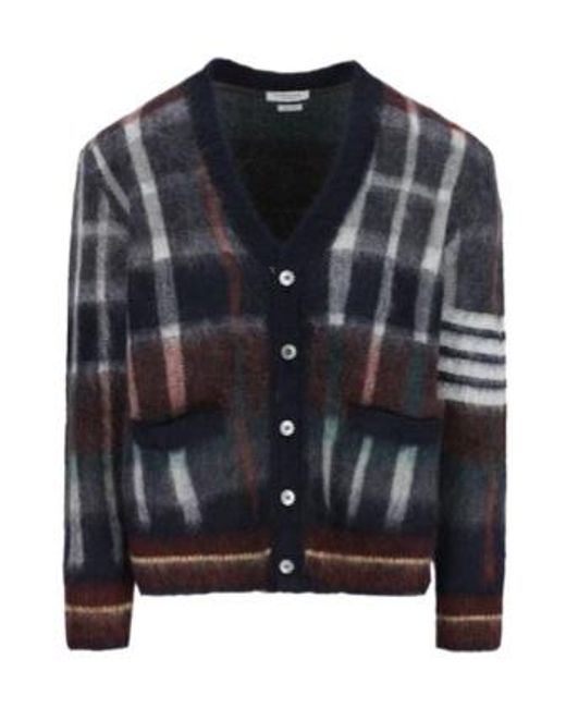 Thom Browne Black Checkered Button-Up Cardigan for men
