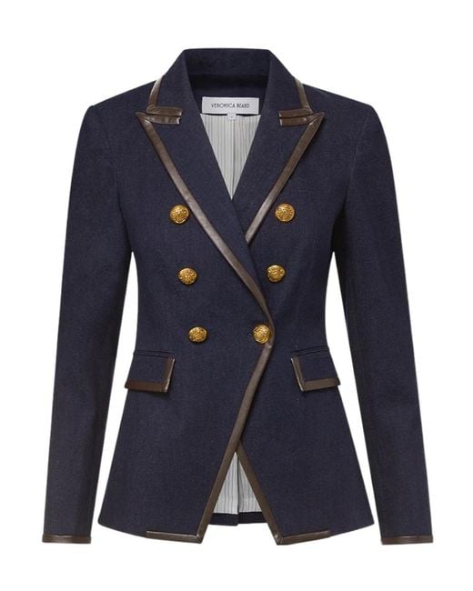 Veronica Beard Blue Long-Sleeved Suit Coat