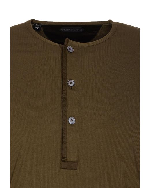 Tom Ford Green Button Detailed Crewneck Jumper for men