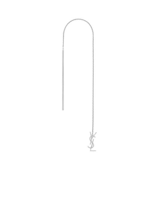 Saint Laurent White Cassandre Drop Earring for men