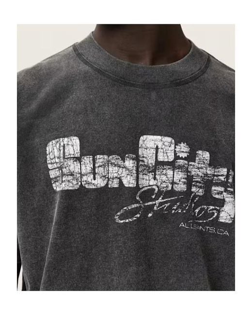 AllSaints Black Sun City Graphic-Print T-Shirt for men