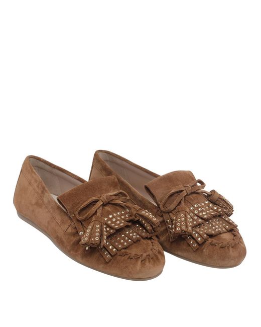 Stuart Weitzman Brown Round-Toe Loafers