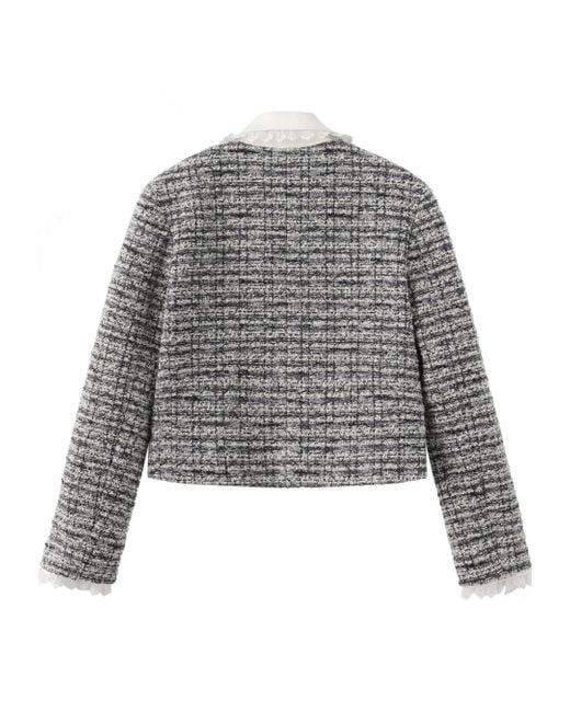 Marissa Chiara Gray Lace Trim Jacket