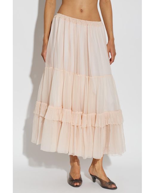 Chloé Natural Chloé Tiered Midi Skirt