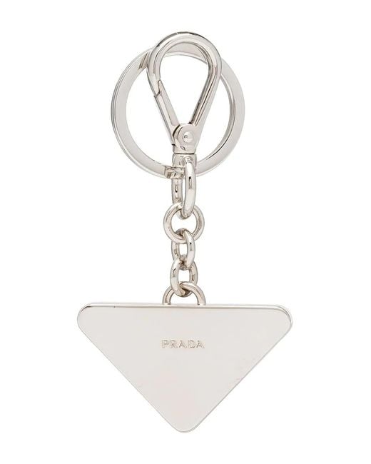 Prada White Logo Keychain for men