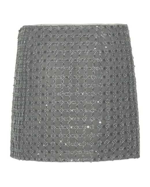 ROTATE BIRGER CHRISTENSEN Gray Beaded Mini Skirt