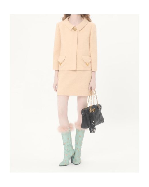 Valentino Natural Logo Plaque Button Embellished Jacket
