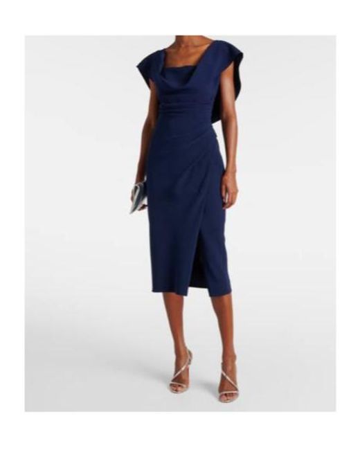 Carolina Herrera Blue Draped Midi Dress