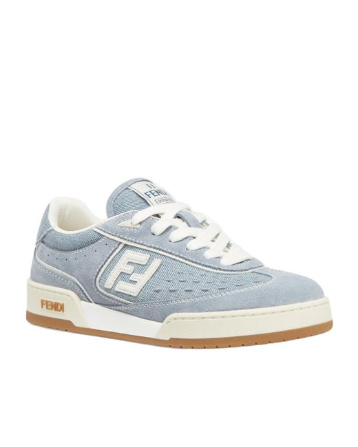 Fendi Blue Match Denim Low-Top Sneakers