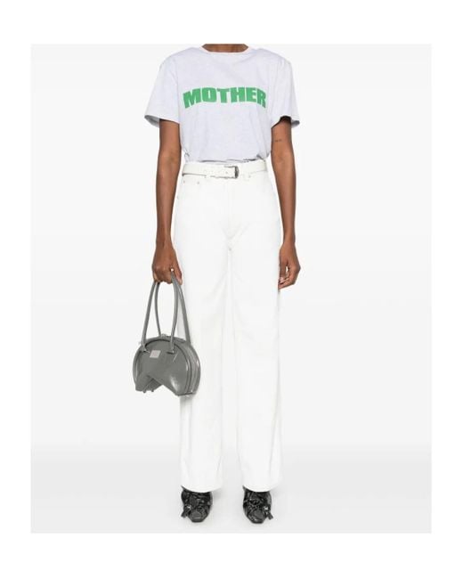 Haikure White Denim Trousers With Belt Loops