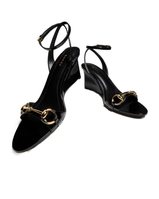 Gucci Black Donna Wedge Sandal
