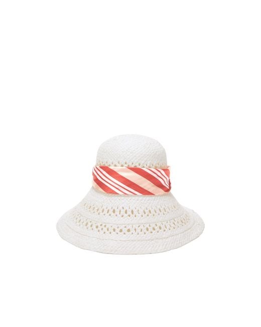 Ermanno Scervino Pink Checked Band Straw Hat