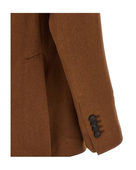 Tagliatore Brown Double-Breasted Patch-Pocket Jacket for men