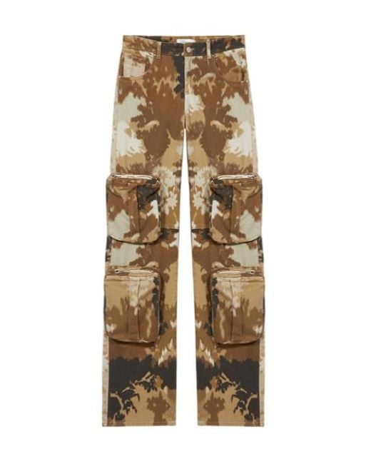 Blumarine Natural Camouflage Printed Straight Leg Cargo Jeans