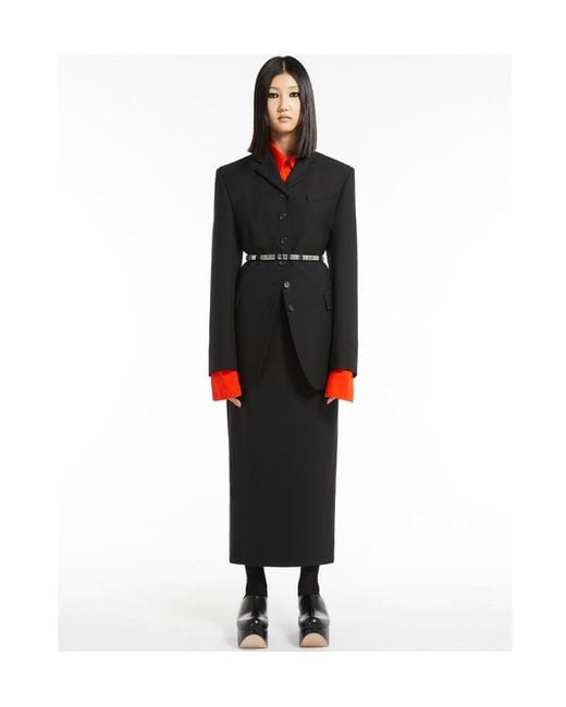 Sportmax Black Single-Breasted Wool Blazer