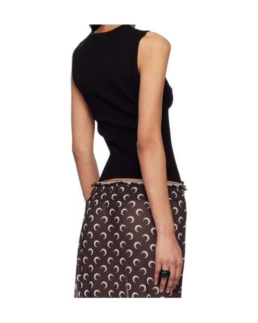 MARINE SERRE Black Cut-Out Detailed Knitted Top
