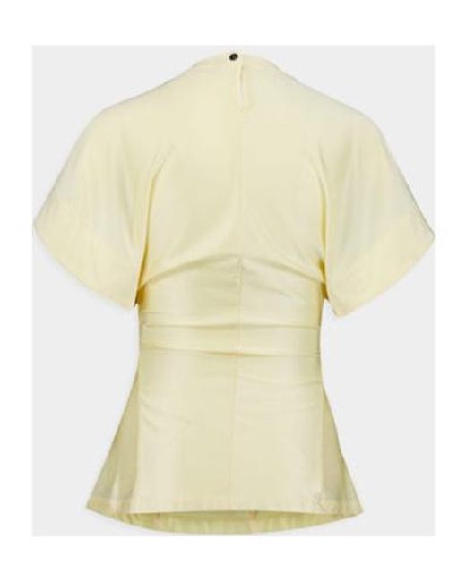 Rabanne Yellow Anglaise Draped Blouse