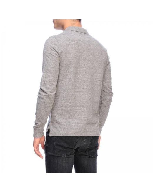 Polo Ralph Lauren Gray All Fits Mesh Long-Sleeved Polo Shirt for men