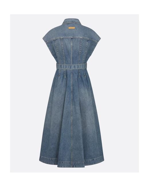 dior flared mid-length dress Dior Or Mid-Length Flared Dress Gold-Tone Cotton Denim – SANDS main image 1