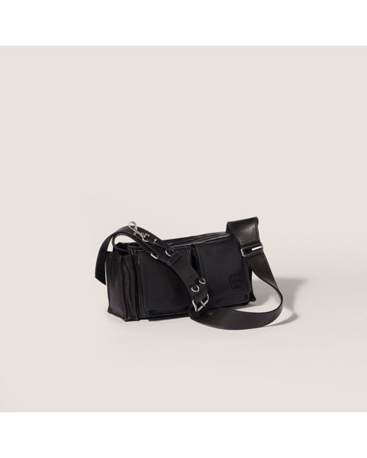 Miu Miu Black Utilitaire Nappa Leather Shoulder Bag