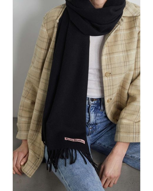 Acne Black Fringed Scarf