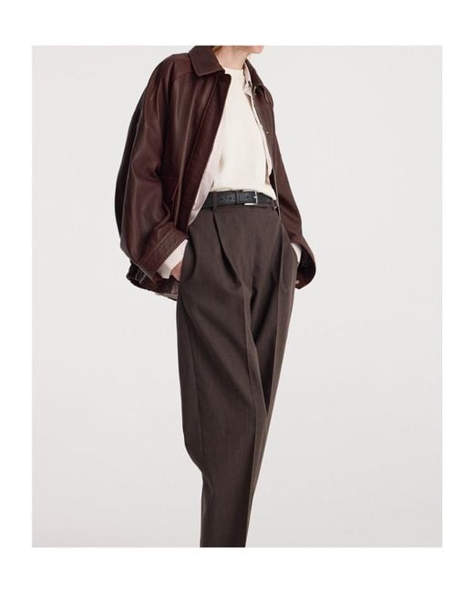 Rohe Brown Grain Leather Aviator Jacket