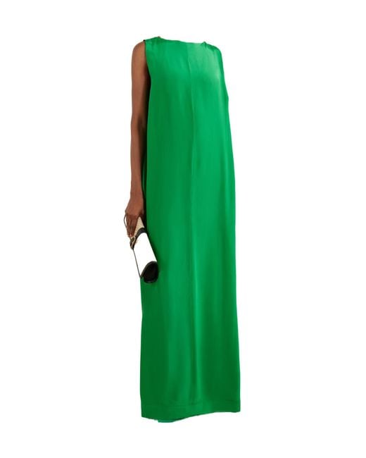 Staud Green Sleeveless Satin Column Gown