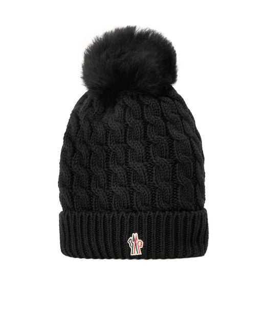 Moncler Black Bobl Knit Hat