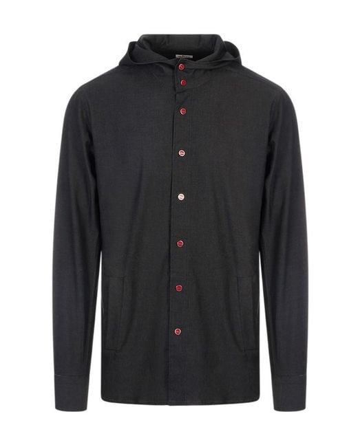 Kiton Black Hooded Jacket for men