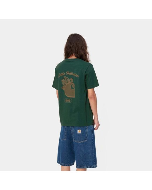 Carhartt Green T-Shirt With Round Neck And Short Sleeves for men