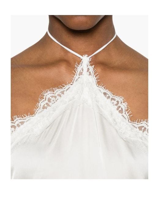 Oseree White Oséree Halterneck Lace-Trim Dresses