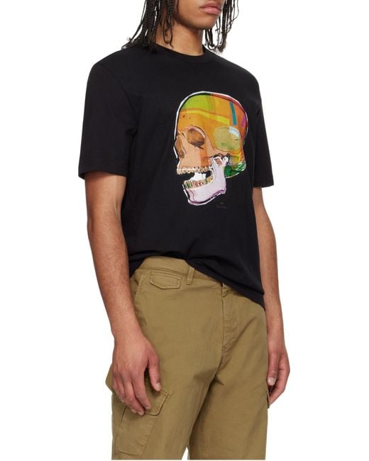 Paul Smith Black Ps Skull Sketch Print T-Shirt for men