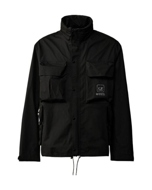 C P Company Black Gore-Tex 3L Infinium Drawstring Hem Jacket for men