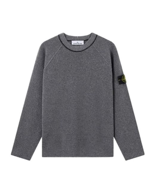 Stone Island Gray Logo Patch Crewneck Jumper for men