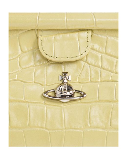 Vivienne Westwood Metallic Jane Frame Embossed Croc Shoulder Bag