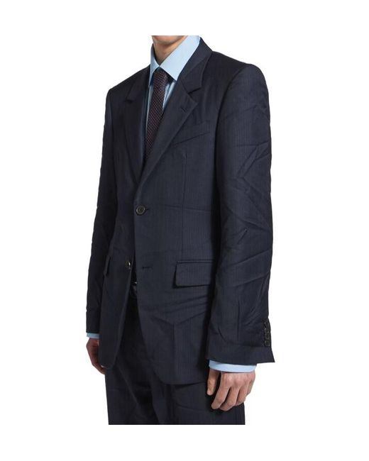 Balenciaga Blue Striped Button-Up Blazer for men