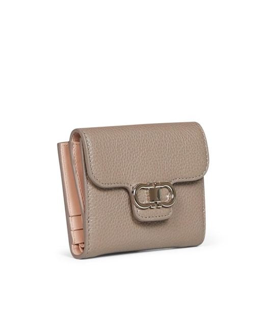 Ferragamo White Gancini Leather Wallet