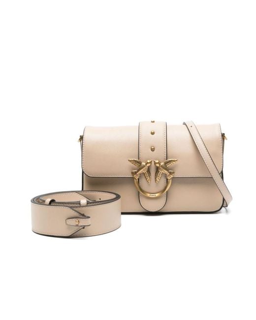 Pinko Natural Mini Love Birds-Detail Shoulder Bag