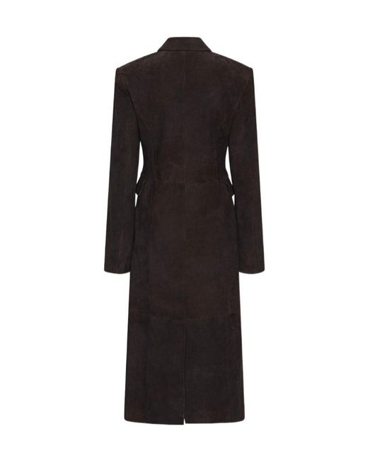 ROTATE BIRGER CHRISTENSEN Black Double-Breasted Long Coat
