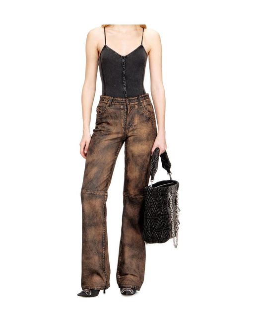 DIESEL Black T-Ley Marbled Ribbed Jersey Thong Bodysuit
