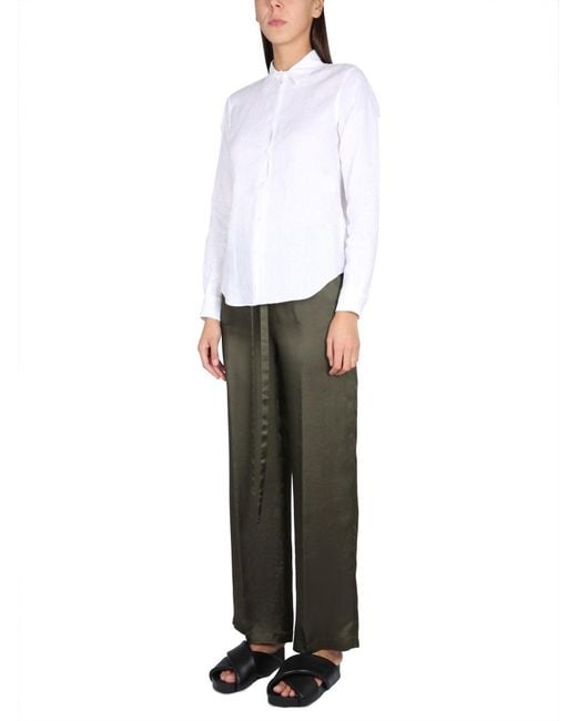 Aspesi White Pointed-Collared Buttoned Shirt