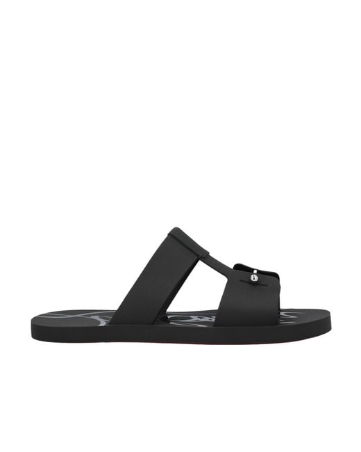 Christian Louboutin Black Zakouski Logo Strap Slides for men