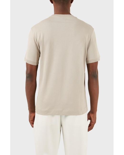 Emporio Armani White Round Collar Logo T-Shirt for men
